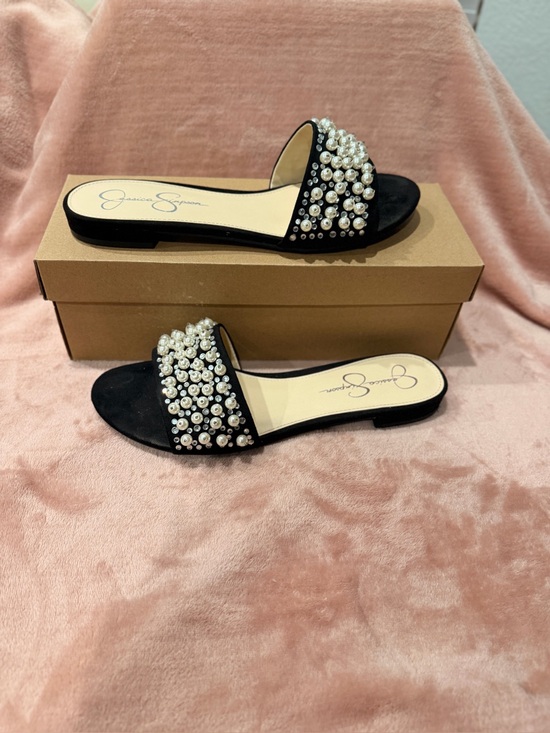 Jessica Simpson Shoes - Jessica Simpson Black Pearl-Embellished Slide Mules